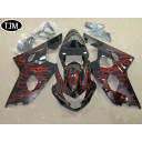 SUZUKI GSXR600/750 2004 2005 Black Red Flame Fairing Kit